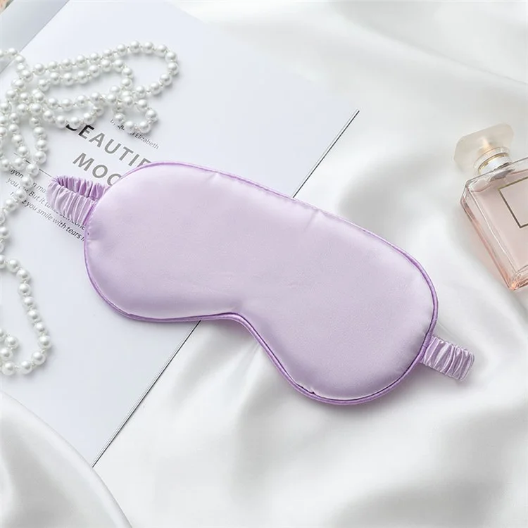 Double-Sided Imitation Silk Eye Mask Sleeping Mask Soft Blindfold with Elastic Headband - Light Purple