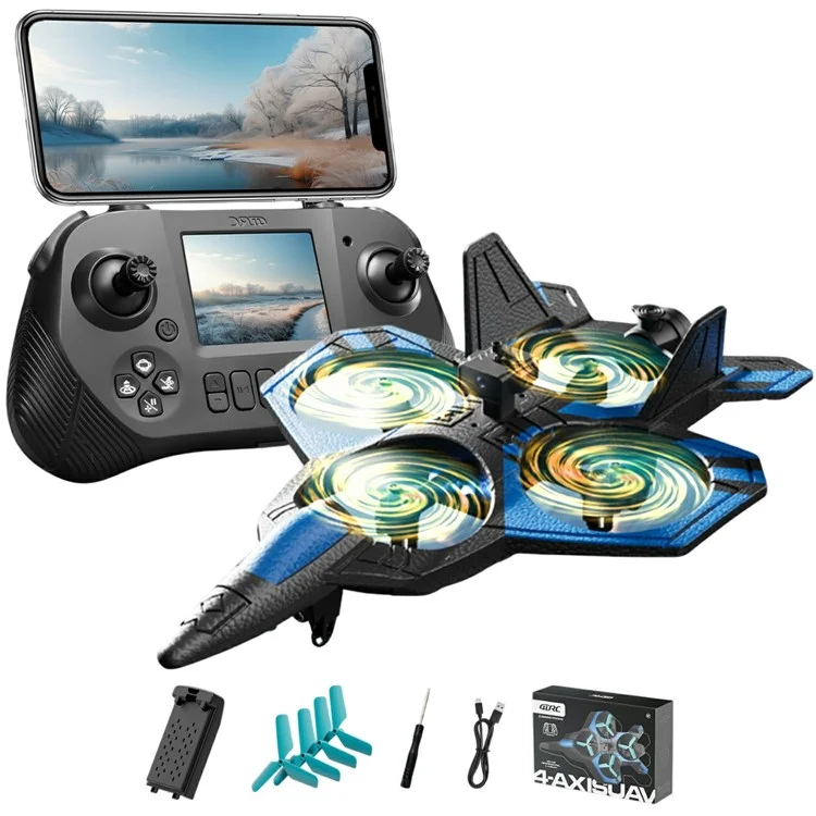 4DRC 4D-V46 HD Drone de Photographie Aérienne en ABS + EPP avec Évitement d'Obstacles, Batterie Simple - Bleu
