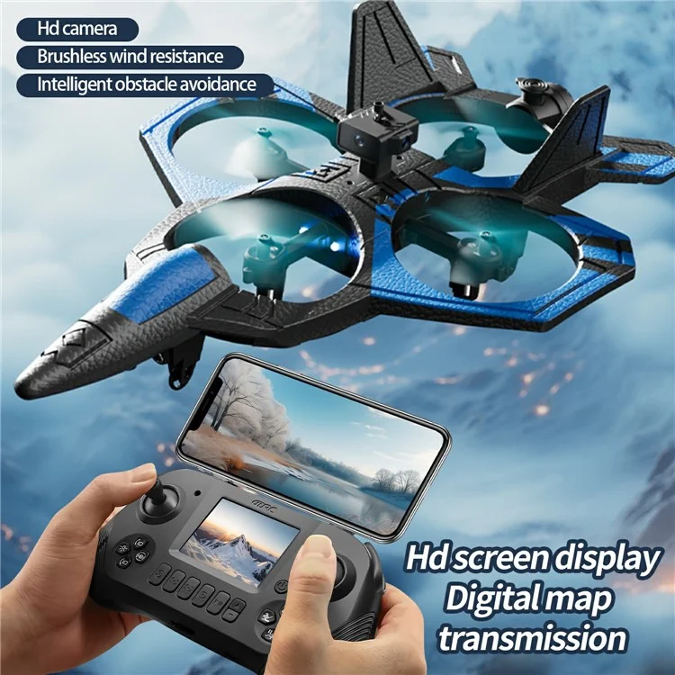4DRC 4D-V46 HD Drone de Photographie Aérienne en ABS + EPP avec Évitement d'Obstacles, Batterie Simple - Bleu