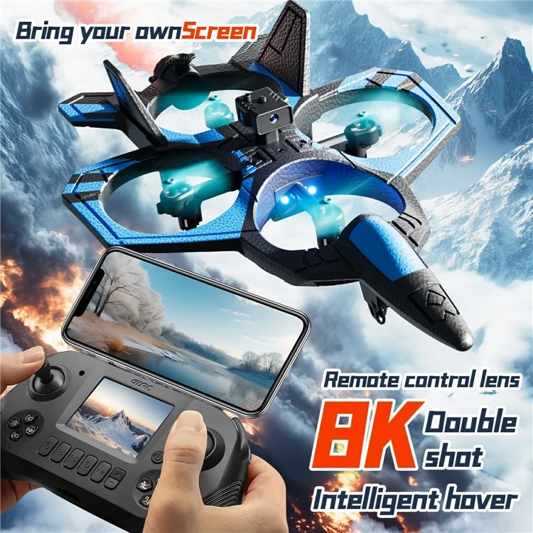 4DRC 4D-V46 HD Drone de Photographie Aérienne en ABS + EPP avec Évitement d'Obstacles, Batterie Simple - Bleu