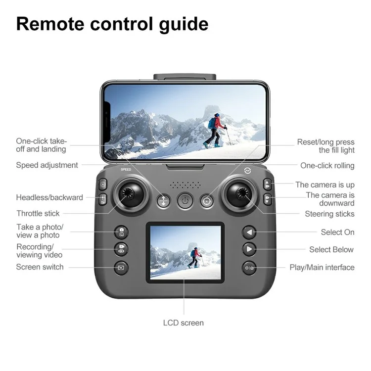 V666 Dron Mini con Doble Cámara HD, Posicionamiento por Flujo Óptico, Aeronave Teledirigida con Pantalla y Mando a Distancia, 2 Baterías - Negro
