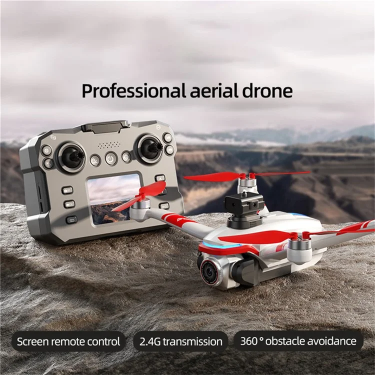 XKJ K15MAX Bürstenloser Drohne mit Bildschirm-Fernbedienung FPV-Kamera Optischer Fluss Positionierung RC-Flugzeug, Einzelner Akku - Schwarz