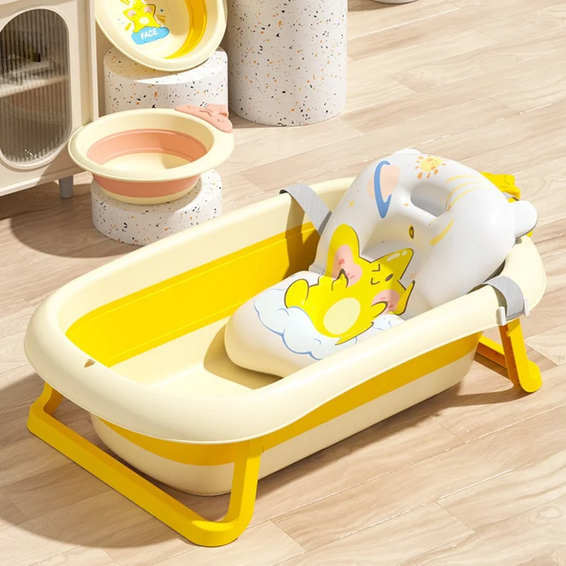 Cartoon Children Bathtub Baby Newborn Folding Bath Bucket with Heat Sensitive Drain Plug ST - Green