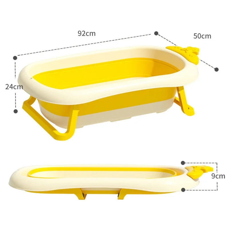 Cartoon Children Bathtub Baby Newborn Folding Bath Bucket with Heat Sensitive Drain Plug ST - Green