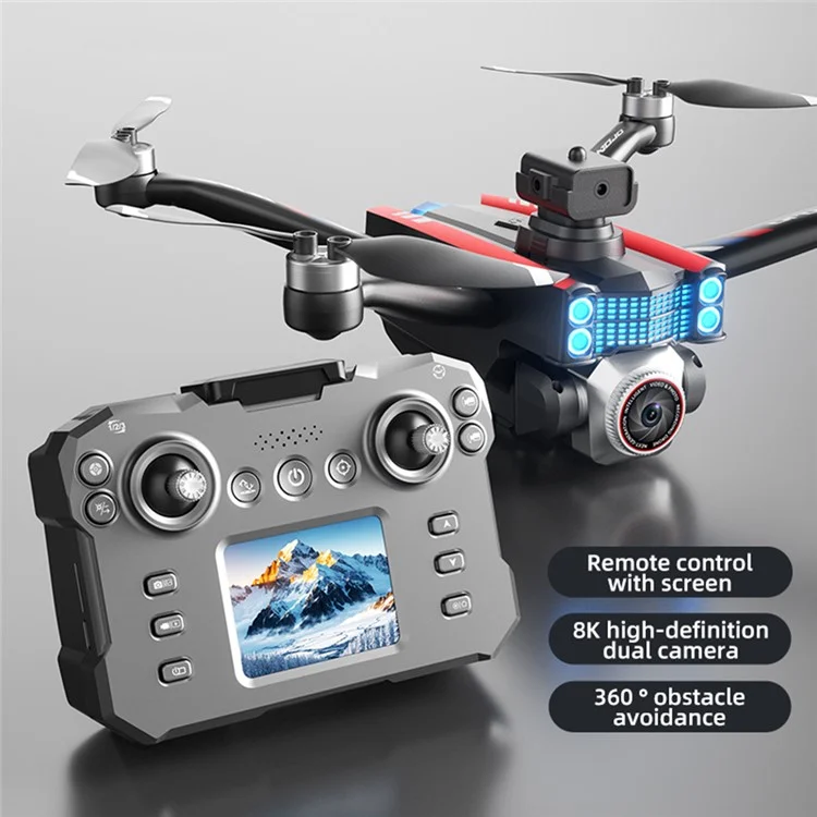 XKJ K17MAX Foldable Drone with Screen Remote Control FPV Obstacle Avoidance Brushless Motor Quadcopter, Single Battery - Black