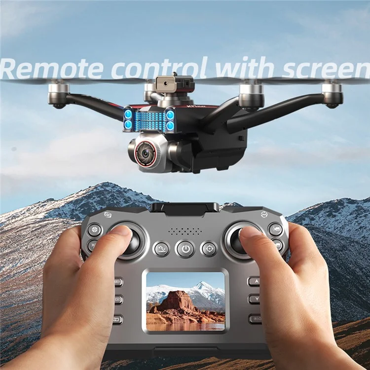 XKJ K17MAX Foldable Drone with Screen Remote Control FPV Obstacle Avoidance Brushless Motor Quadcopter, Single Battery - Black
