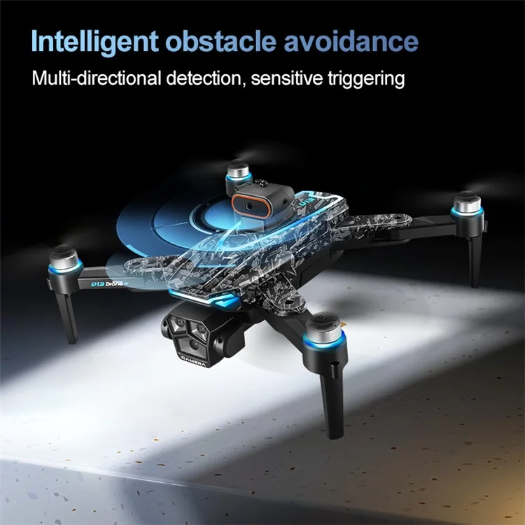 D13 Bürstenloser Quadcopter mit Hinderniserkennung für Luftaufnahmen, RC-Drohne mit Bildschirm-Fernbedienung, 1 Akku