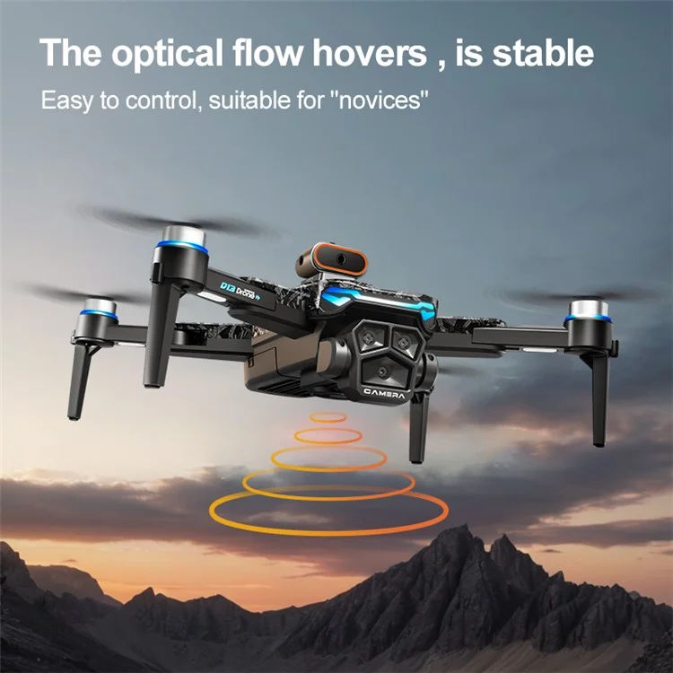 Drone RC D13 Quadricoptère avec Évitement d'Obstacles pour Photographie Aérienne, Écran de Télécommande, 2 Batteries