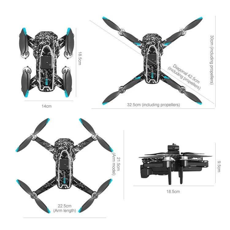 D13 Bürstenloser Quadrocopter mit Hinderniserkennung, Luftbildfotografie RC-Drohne mit Bildschirm-Fernbedienung, 3 Akkus