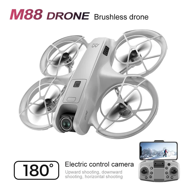 Dron M88 sin escobillas con Posicionamiento por Flujo Óptico, Cámara Dual HD para Fotografía Aérea, Cuadricóptero con Doble Batería
