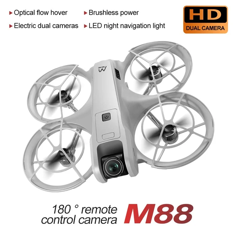 Dron M88 sin escobillas con Posicionamiento por Flujo Óptico, Cámara Dual HD para Fotografía Aérea, Cuadricóptero con Doble Batería