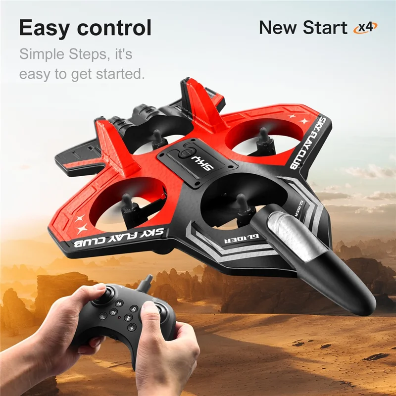 S83 RC Airplane EPP Foam 2.4G Remote Control Glider Fighter RC Plane Toy with LED Lights, Single Battery - Red