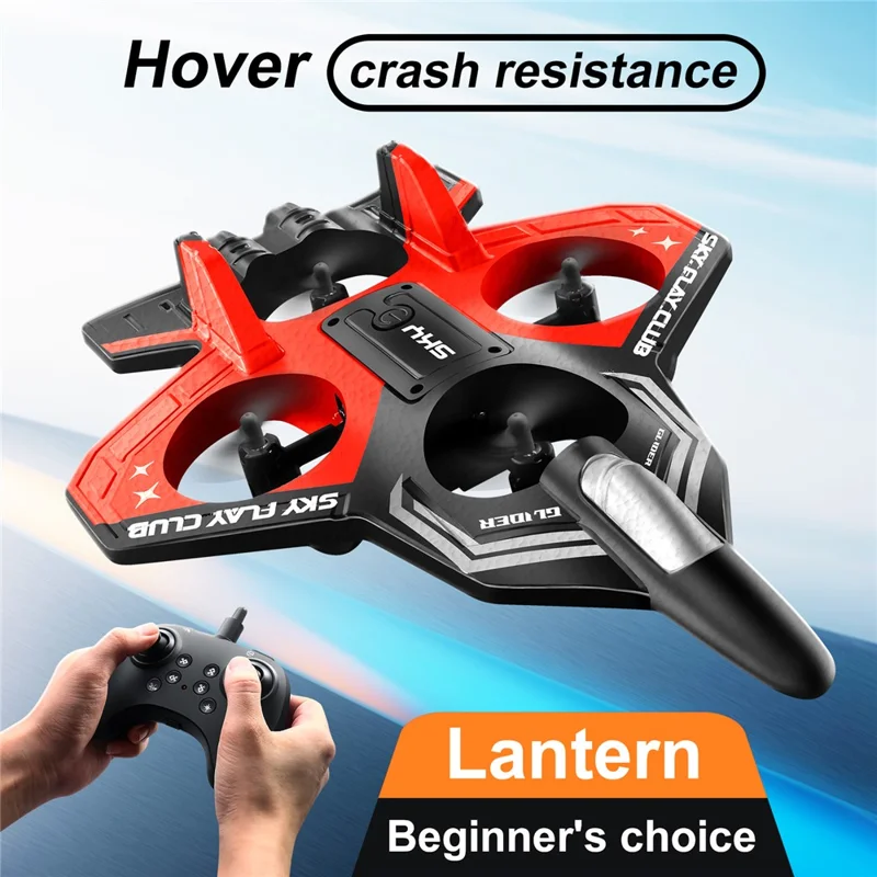 S83 RC Airplane EPP Foam 2.4G Remote Control Glider Fighter RC Plane Toy with LED Lights, Single Battery - Red