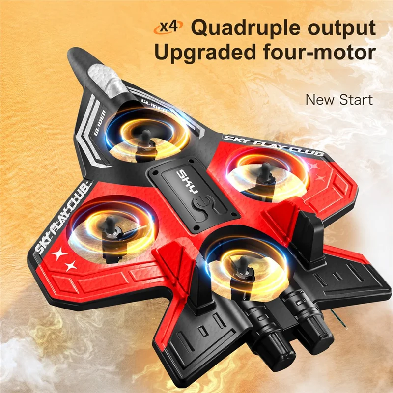 S83 RC Airplane EPP Foam 2.4G Remote Control Glider Fighter RC Plane Toy with LED Lights, Single Battery - Red