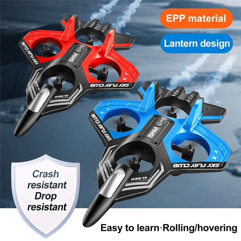 S83 RC Airplane EPP Foam 2.4G Remote Control Glider Fighter RC Plane Toy with LED Lights, Single Battery - Red