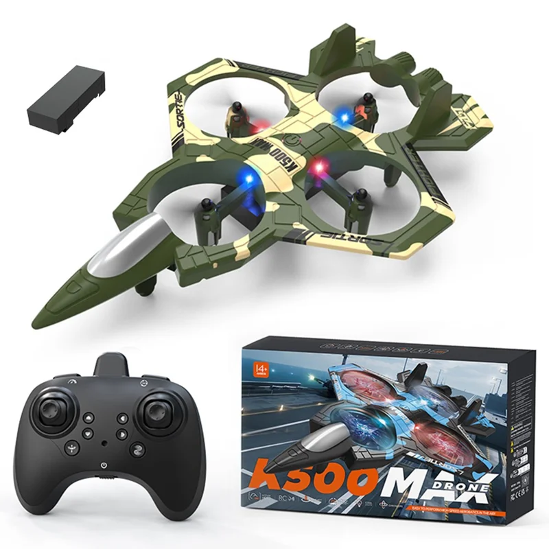 K500 MAX Remote Control Quadcopter Drone Altitude Hold Flight Stunt Toy RC Aircraft, Single Battery - Camo Green