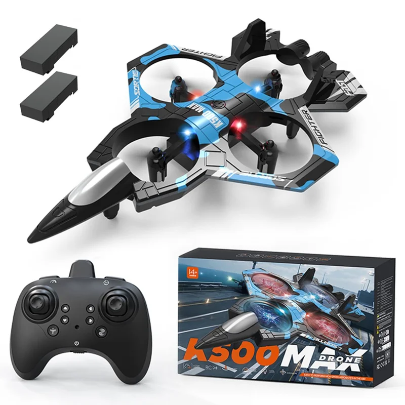 K500 MAX Dron Cuadricóptero con Baterías Duales, Aeronave de Juguete con Estabilización de Altitud y Acrobacias - Azul Camuflaje