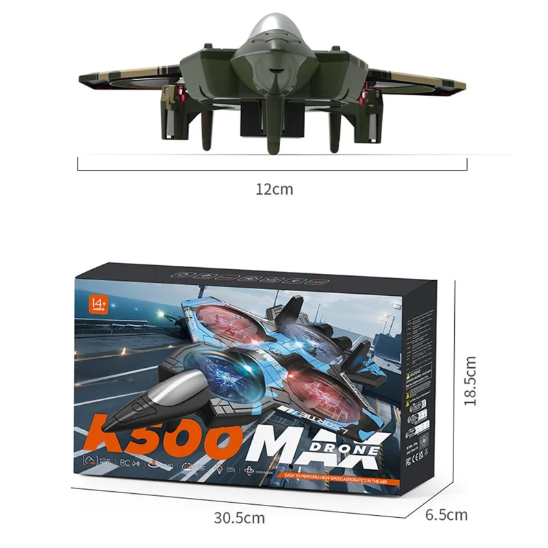 K500 MAX Dron Cuadricóptero de Control Remoto con 3 Baterías, Aeronave de Juguete con Mantenimiento de Altitud y Acrobacias - Azul Camuflaje