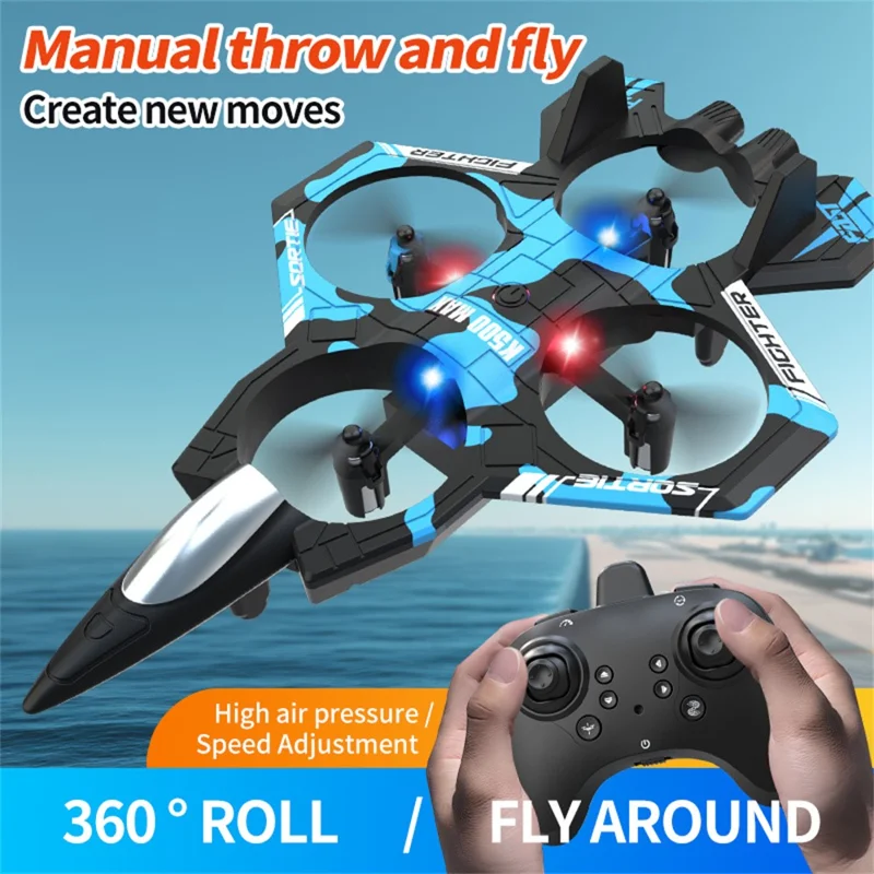 K500 MAX Dron Cuadricóptero de Control Remoto con 3 Baterías, Aeronave de Juguete con Mantenimiento de Altitud y Acrobacias - Azul Camuflaje