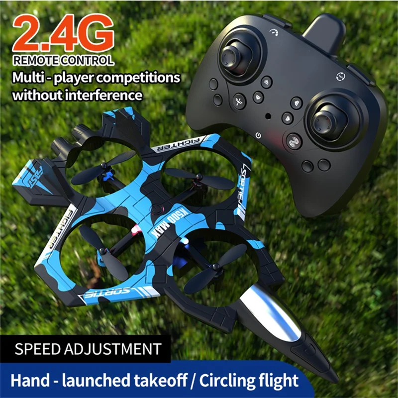 K500 MAX Dron Cuadricóptero de Control Remoto con 3 Baterías, Aeronave de Juguete con Mantenimiento de Altitud y Acrobacias - Azul Camuflaje