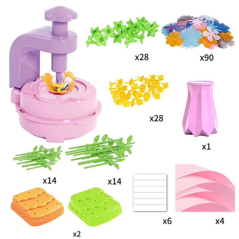 2629-T37A Conjunto de Bouquet de Tela Hecho a Mano para Niños, Máquina de Relieve para Manualidades de Flores, Juguete Puzzle