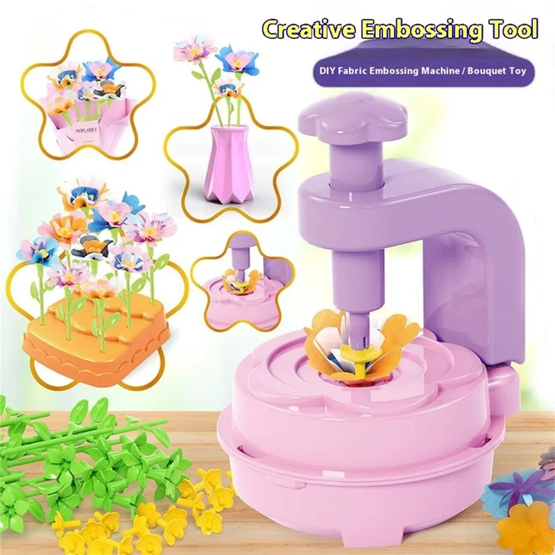 2629-T37A Conjunto de Bouquet de Tela Hecho a Mano para Niños, Máquina de Relieve para Manualidades de Flores, Juguete Puzzle