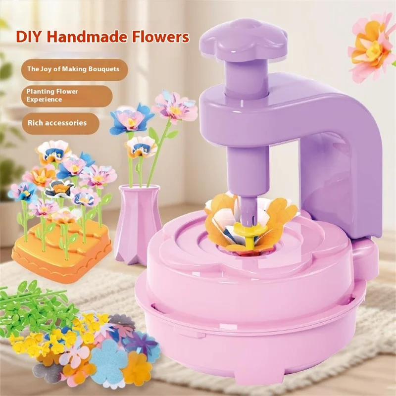 2629-T37A Conjunto de Bouquet de Tela Hecho a Mano para Niños, Máquina de Relieve para Manualidades de Flores, Juguete Puzzle