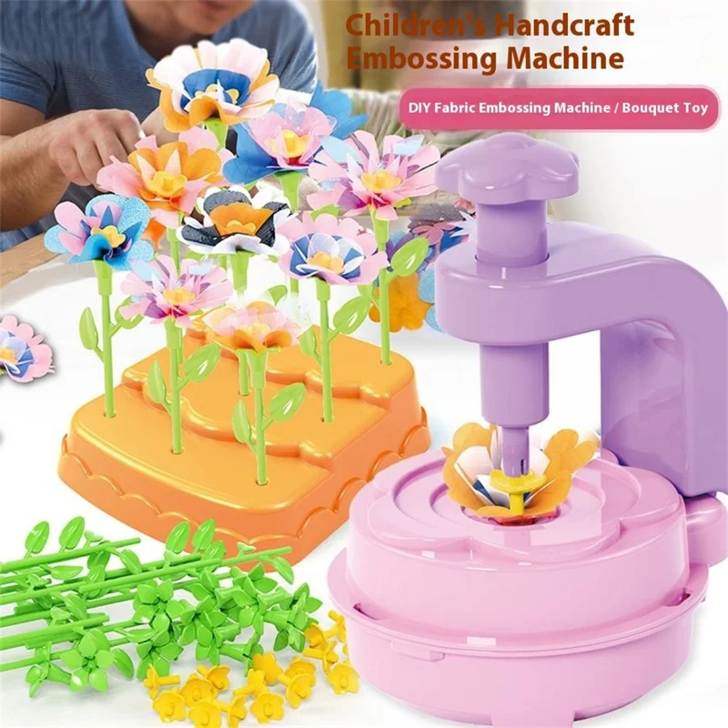 2629-T37A Conjunto de Bouquet de Tela Hecho a Mano para Niños, Máquina de Relieve para Manualidades de Flores, Juguete Puzzle