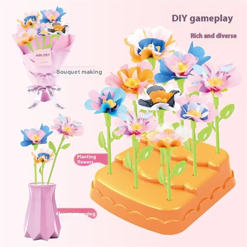 2629-T37A Conjunto de Bouquet de Tela Hecho a Mano para Niños, Máquina de Relieve para Manualidades de Flores, Juguete Puzzle