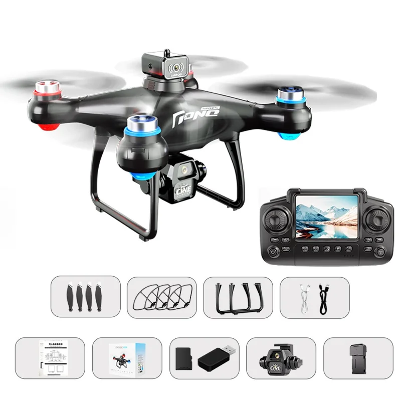 E55 4K HD Dual Camera Quadcopter Optical Flow Positioning WiFi FPV Brushless Motor Drone, Single Battery - Black