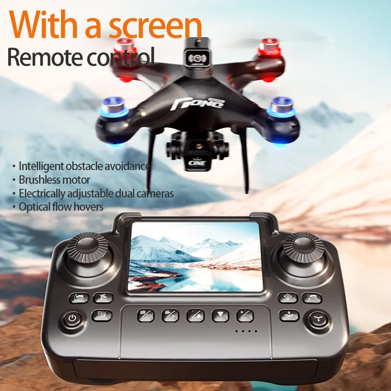 E55 4K HD Dual Camera Quadcopter Optical Flow Positioning WiFi FPV Brushless Motor Drone, Dual Battery - Black