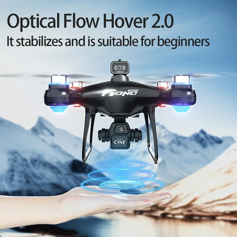 E55 4K HD Dual Camera Quadcopter Optical Flow Positioning WiFi FPV Brushless Motor Drone, Dual Battery - Black