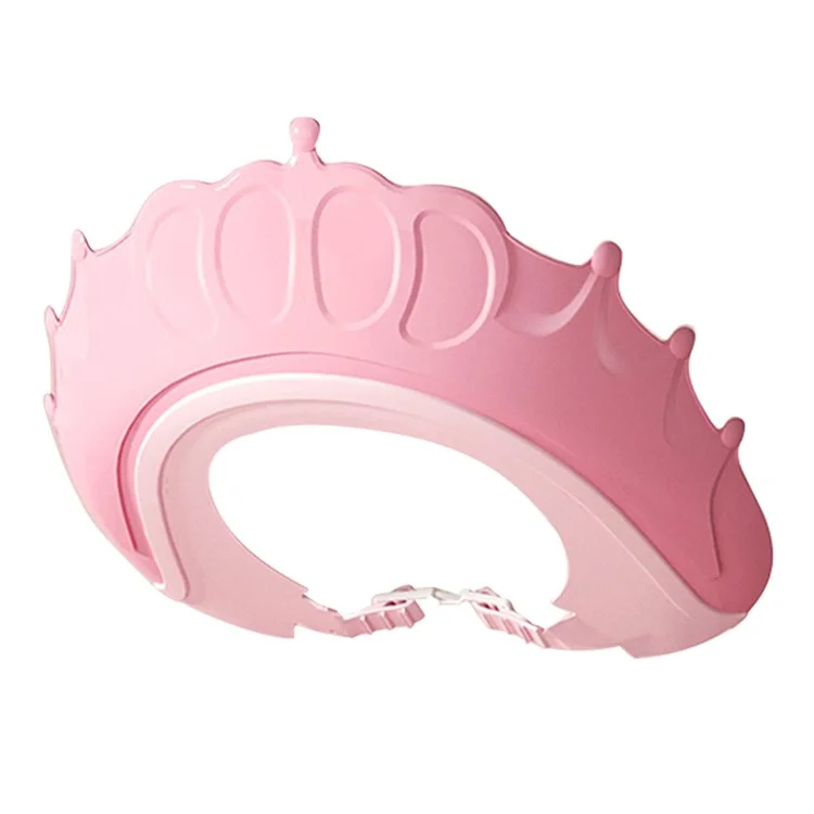 Crown Design PP+TPE Adjustable Kids Baby Bath Cap Hair Washing Eye Ears Protection Water Shield Hat - Pink