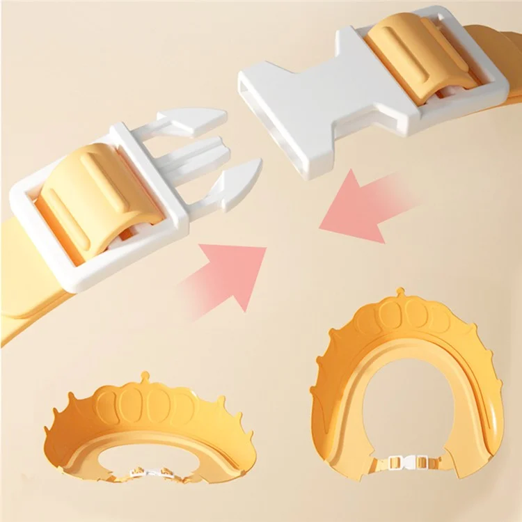 Crown Design PP+TPE Adjustable Kids Baby Bath Cap Hair Washing Eye Ears Protection Water Shield Hat - Pink