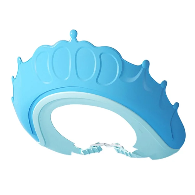 Crown Design PP+TPE Adjustable Kids Baby Bath Cap Hair Washing Eye Ears Protection Water Shield Hat - Blue