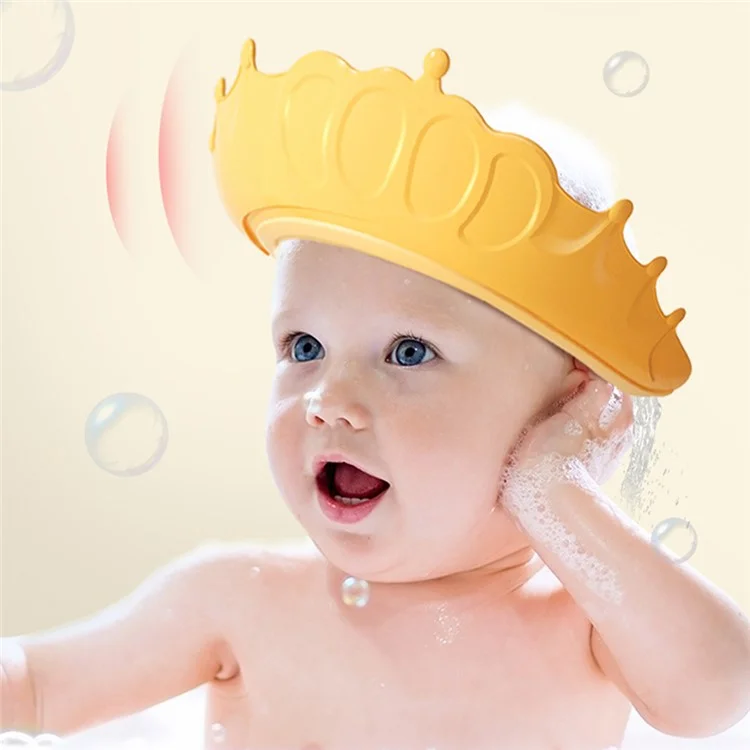 Crown Design PP+TPE Adjustable Kids Baby Bath Cap Hair Washing Eye Ears Protection Water Shield Hat - Blue