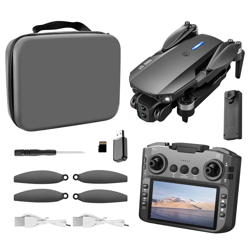 E88 GT Drone Quadricottero Pieghevole RC con Mantenimento dell'Altitudine, Modalità Senza Testa, Telecomando con Ampio Display, Singola Batteria - Nero