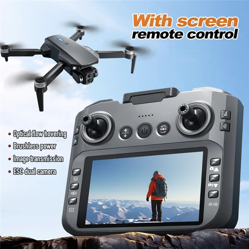 E88 GT Drone Quadricottero Pieghevole RC con Mantenimento dell'Altitudine, Modalità Senza Testa, Telecomando con Ampio Display, Singola Batteria - Nero