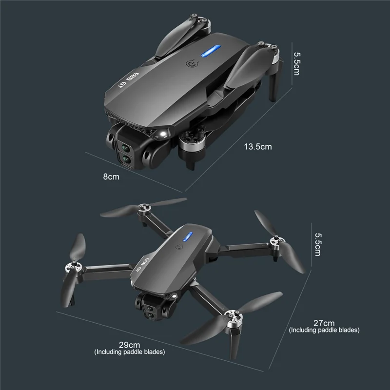 E88 GT Drone Quadricottero Pieghevole RC con Mantenimento dell'Altitudine, Modalità Senza Testa, Telecomando con Ampio Display, Singola Batteria - Nero