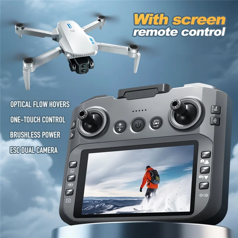 E88 GT Folding Quadcopter Drone RC Aircraft with Altitude Hold, Headless Mode, Large Display Remote, Single Battery - Grey