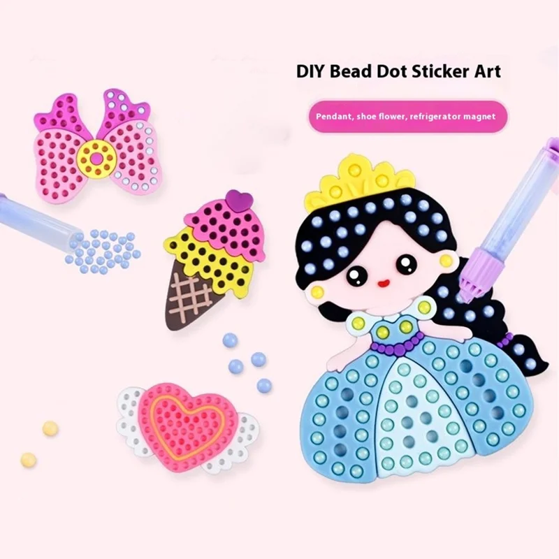 Kit de Manualidades DQ25-1 con Pegatinas para Pintar y Hacer Cuentas de Princesas de Dibujos Animados, Patrón Aleatorio