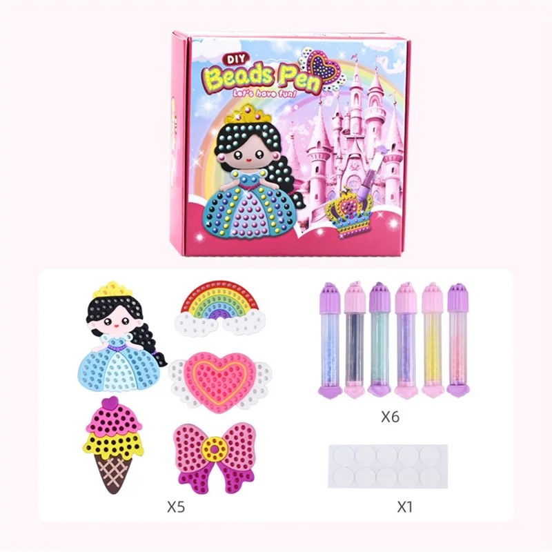 Kit de Manualidades DQ25-1 con Pegatinas para Pintar y Hacer Cuentas de Princesas de Dibujos Animados, Patrón Aleatorio