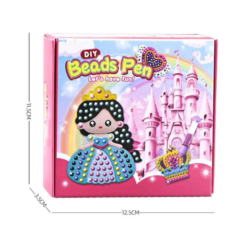 Kit de Manualidades DQ25-1 con Pegatinas para Pintar y Hacer Cuentas de Princesas de Dibujos Animados, Patrón Aleatorio