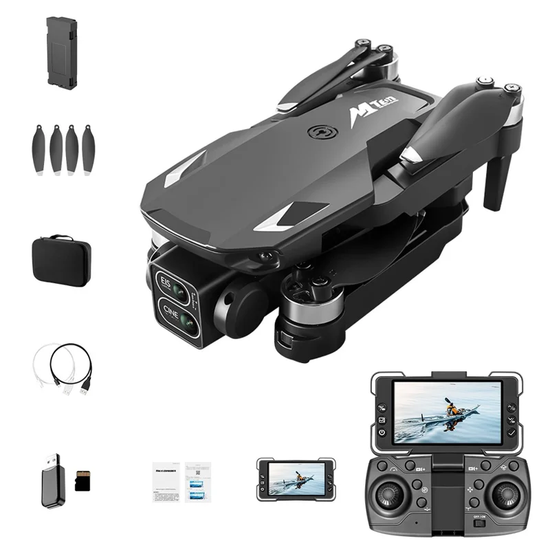 M10 Brushless Motor Foldable Drone Aerial Photography HD Camera Optical Flow Positioning Aircraft, with Single Battery - Black