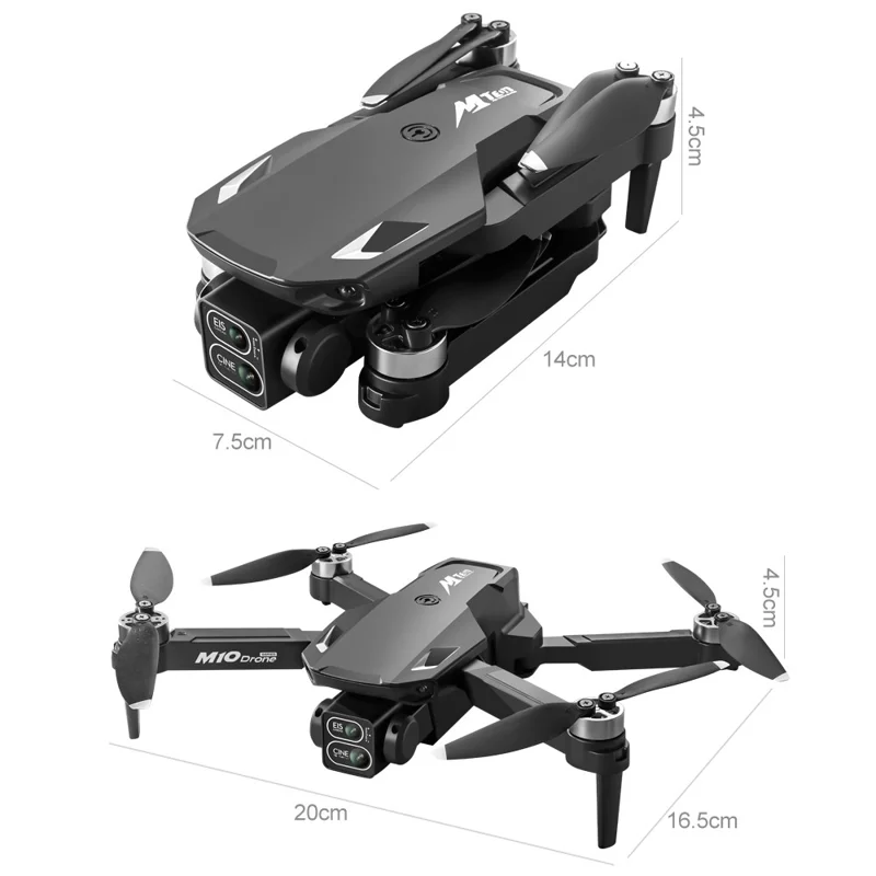 M10 Brushless Motor Foldable Drone Aerial Photography HD Camera Optical Flow Positioning Aircraft, with Single Battery - Black