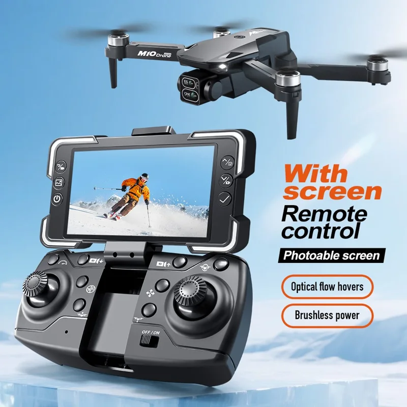 M10 Brushless Motor Foldable Drone Aerial Photography HD Camera Optical Flow Positioning Aircraft, with Single Battery - Black
