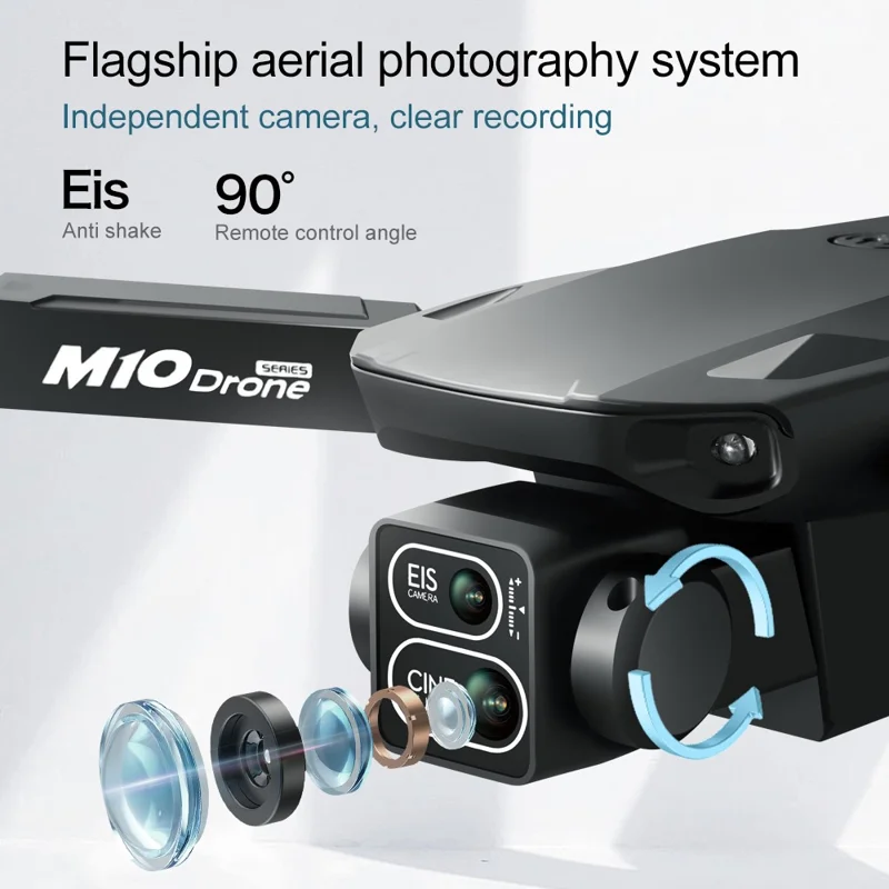 M10 Brushless Motor Foldable Drone Aerial Photography HD Camera Optical Flow Positioning Aircraft, with Single Battery - Black
