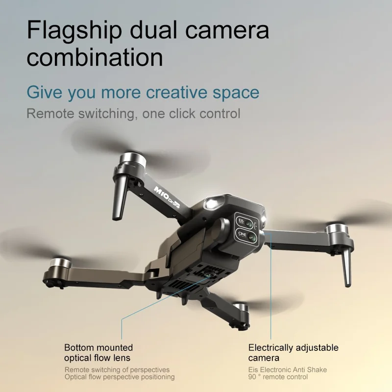 M10 Brushless Motor Foldable Drone Aerial Photography HD Camera Optical Flow Positioning Aircraft, with Single Battery - Black