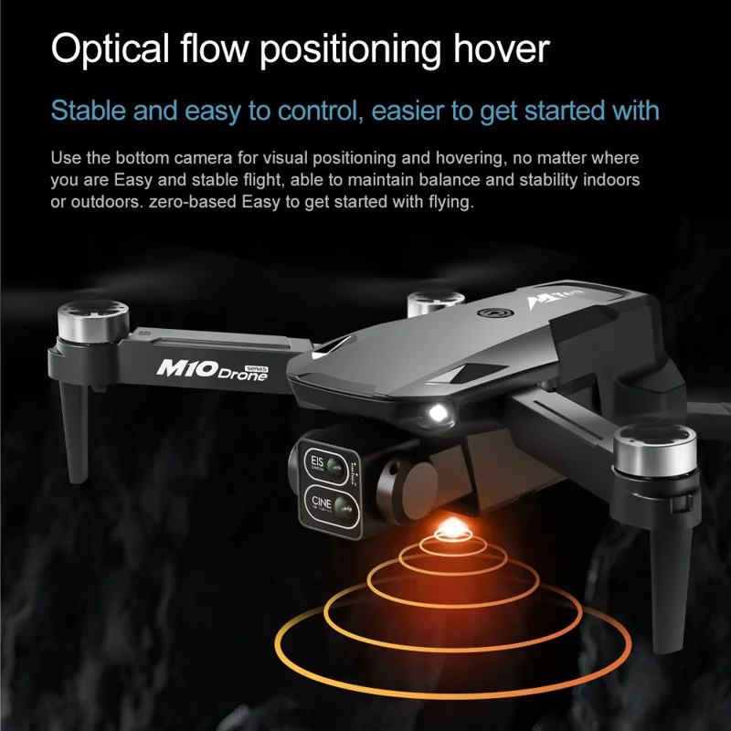 M10 Brushless Motor Foldable Drone Aerial Photography HD Camera Optical Flow Positioning Aircraft, with Single Battery - Black
