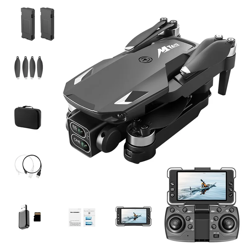 M10 Brushless Motor Foldable Drone Aerial Photography HD Camera Optical Flow Positioning Aircraft, with Dual Battery - Black
